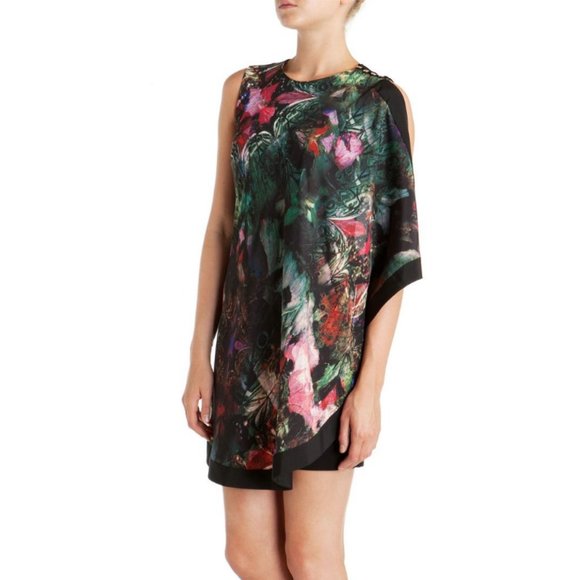 Ted Baker Black Floral Tunic Mini Dress Size 2 (US 6) - Picture 1 of 9